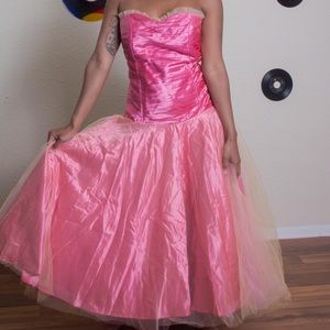 Vintage Pink Gown Strapless